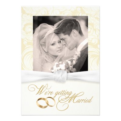 Ivory Damask - Elegant Photo Wedding Invitations
