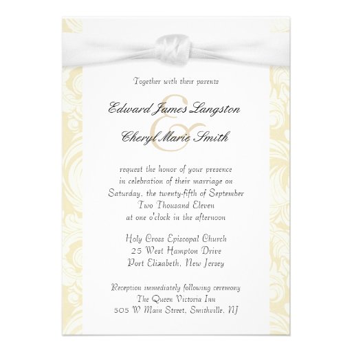 Ivory Damask - Elegant Photo Wedding Invitations