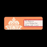Ivory Damask On Coral with Red