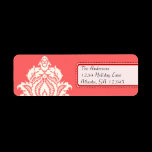 Ivory Damask On Pink with Red