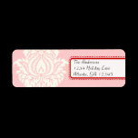Ivory Damask On Pink with Red