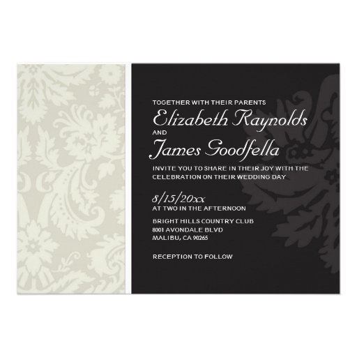 Ivory Damask Wedding Invitations