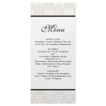 Ivory Damask Wedding Menu Customized Rack Card
