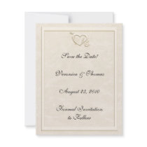 Ivory Embossed-look Heart Save the Date invitations