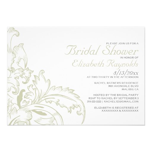 Ivory Flourish Bridal Shower Invitations