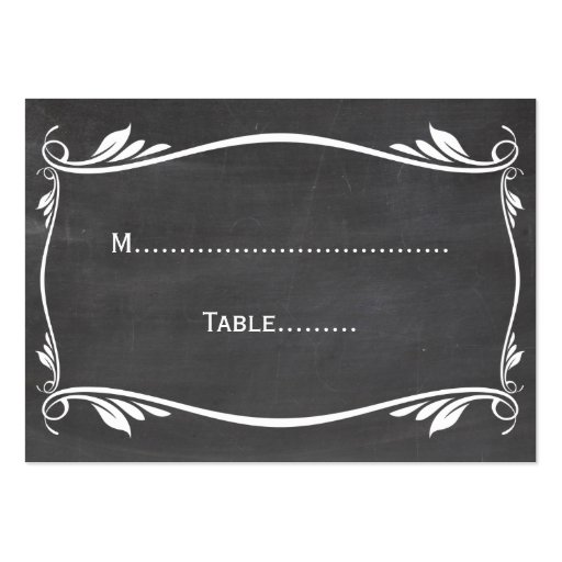 Ivory Flourish Chalkboard Place Card Business Card Template (front side)