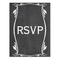 Ivory Flourish Chalkboard RSVP Postcard postcards