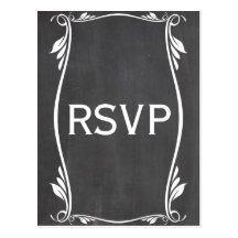 Ivory Flourish Chalkboard RSVP Postcard