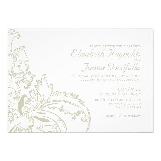 Ivory Flourish Wedding Invitations
