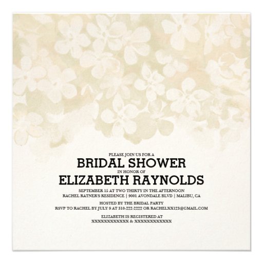 Ivory Flowers Bridal Shower Invitations