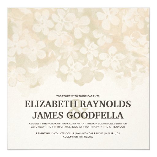 Ivory Flowers Wedding Invitations