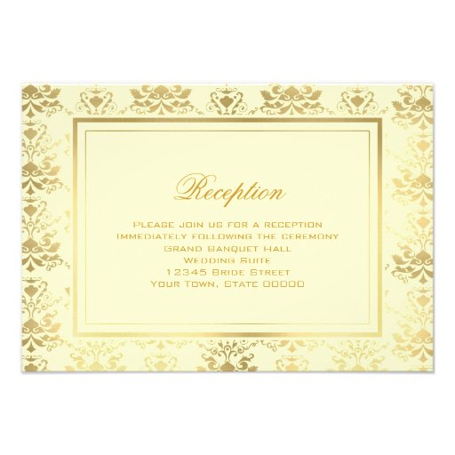 Ivory & Gold Damask Reception Info Card