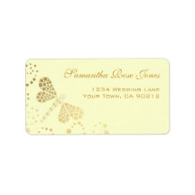Ivory & Gold Dragonfly Pointillism Custom Address Custom Address Labels