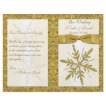 Ivory & Gold Glitter Snowflakes Wedding Program flyers