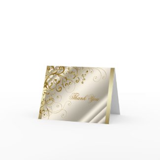 Ivory Gold Jewel Gold Thank You Cards card