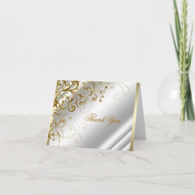 Ivory Gold Jewel Gold Thank You Cards