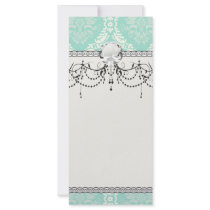 ivory greens damask pattern rack card design