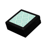ivory greens damask pattern trinket box