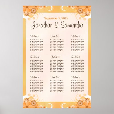 Ivory Hibiscus Floral Wedding Table Seating Charts Posters by sunnymars