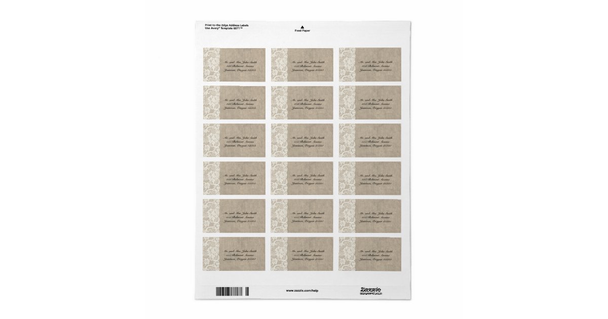 Ivory Lace and Burlap Address Labels | Zazzle