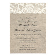 Ivory Lace and Burlap Wedding Invitation