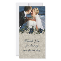 Ivory Lace Blue Flowers Photo Card photo cards