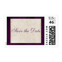Ivory Lace on Plum Satin Postage Stamp