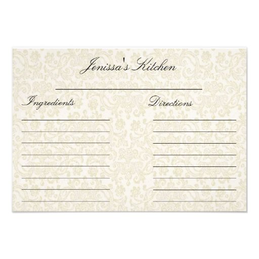 Ivory Lace Recipe Cards (3.5" x 5") Invitations