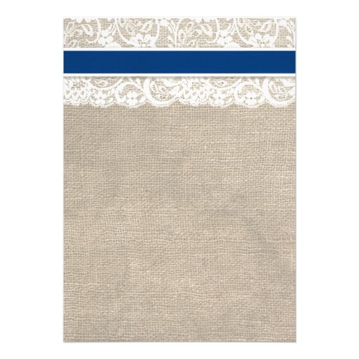 Ivory Lace Royal Blue Burlap Wedding Reception Personalized Invitations