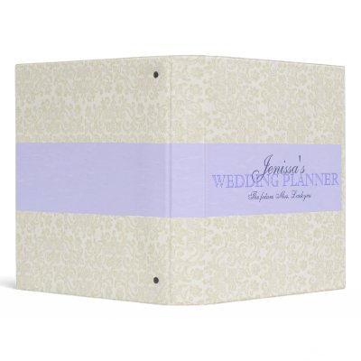 Ivory Lace with Powder Blue Ribbon Wedding Planner Vinyl Binder