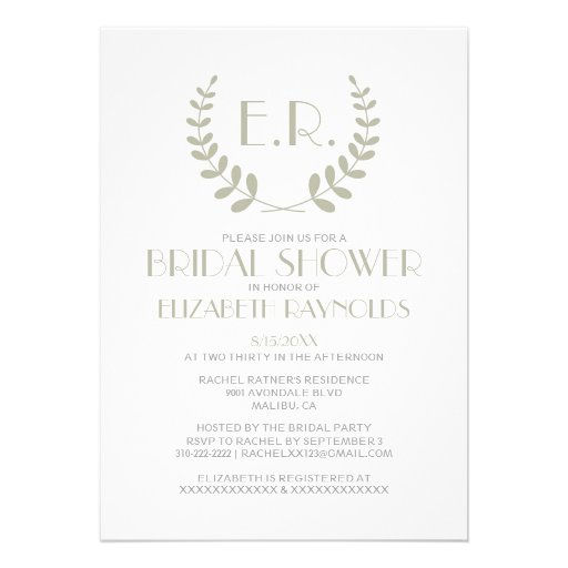 Ivory Monogram Bridal Shower Invitations