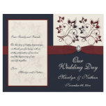 Ivory, Navy, and Claret Floral Wedding Program flyers