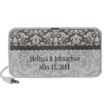 ivory on grey taupe elegant wedding keepsake laptop speakers