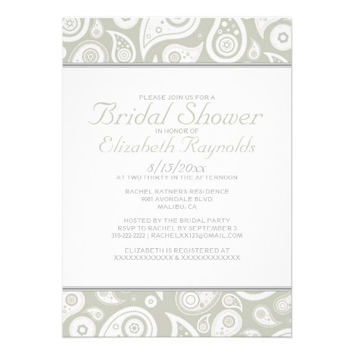 Ivory Paisley Bridal Shower Invitations