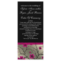 ivory pink and black floral Wedding program Personalized Rack Card