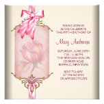 Ivory Pink Rose Womans Birthday Party Invite