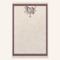 Ivory Plum Heart Stationery