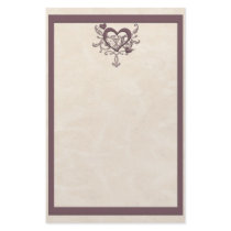 Ivory Plum Heart Stationery