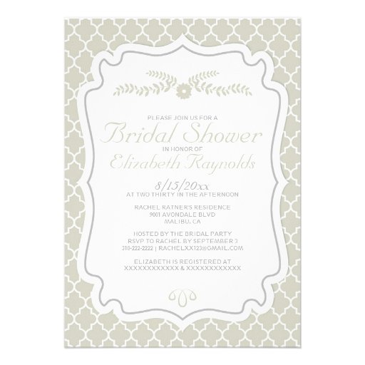 Ivory Quatrefoil Bridal Shower Invitations