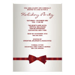 Ivory Red Bow Tie Corporate Christmas Party Invitations