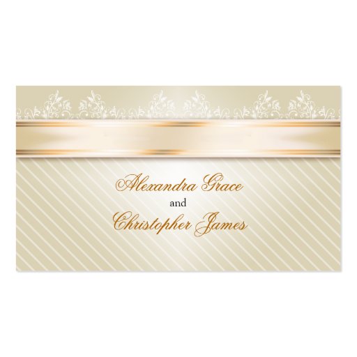 Ivory Ribbon Gold Stripes Thank You Business Card Templates (back side)