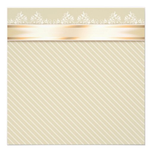 Ivory Ribbon Gold Stripes Wedding Invitation S2