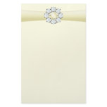 Ivory Ribbon with Pearl and Diamond Broach Customized Stationery