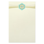 Ivory Ribbon with Pearl and Turquoise Broach Stationery