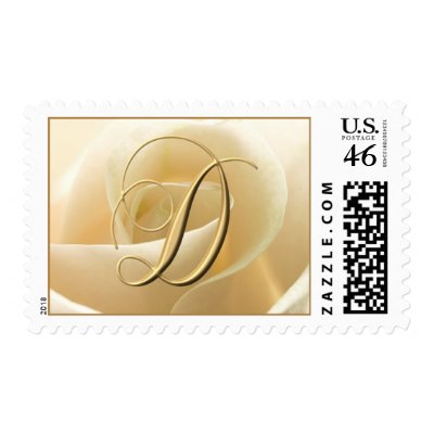 Ivory Rose Monogram postage - letter D