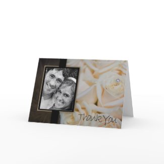 ivory rose Thank you card card