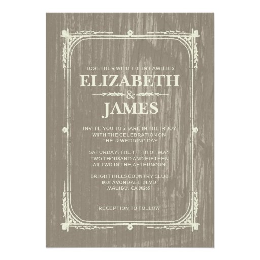 Ivory Rustic Barn Wood Wedding Invitations