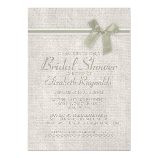 Ivory Rustic Burlap Bridal Shower Invitations