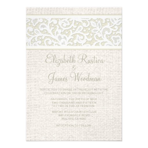 Ivory Rustic Burlap & Linen Wedding Invitations