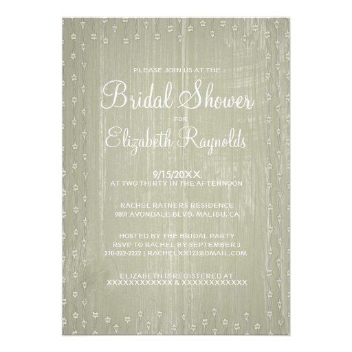 Ivory Rustic Country Bridal Shower Invitations